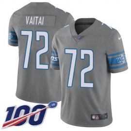 Nike Detroit Lions #72 Halapoulivaati Vaitai Gray Mens Stitched NFL Limited Rush 100th Season Jersey