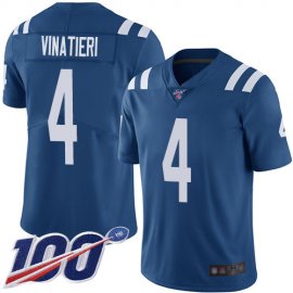 Nike Indianapolis Colts #4 Adam Vinatieri Royal Blue Team Color Mens Stitched NFL 100th Season Vapor Limited Jersey