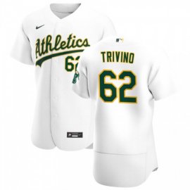 Oakland Athletics #62 Lou Trivino Mens Nike White Home 2020 Authentic Player MLB Jersey