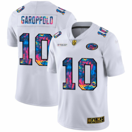 San Francisco 49ers #10 Jimmy Garoppolo Mens White Nike Multi-Color 2020 NFL Crucial Catch Limited NFL Jersey