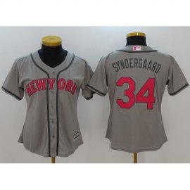 New York Mets #34 Noah Syndergaard Grey Mothers Day Cool Base Womens Stitched MLB Jersey