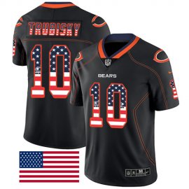 Nike Chicago Bears #10 Mitchell Trubisky Black Mens Stitched NFL Limited Rush USA Flag Jersey