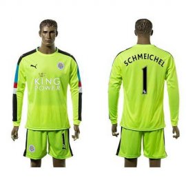 Leicester City #1 Schmeichel Green Long Sleeves Goalkeeper Soccer Club Jersey