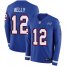 Nike Buffalo Bills #12 Jim Kelly Royal Blue Team Color Mens Stitched NFL Limited Therma Long Sleeve Jersey