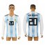 Argentina #20 KUN AGUERO Home 2018 FIFA World Cup Long Sleeve Thailand Soccer Jersey