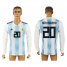 Argentina #20 KUN AGUERO Home 2018 FIFA World Cup Long Sleeve Thailand Soccer Jersey