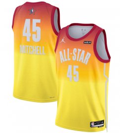 Mens 2023 All-Star #45 Donovan Mitchell Orange Game Swingman Stitched Basketball Jersey
