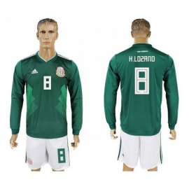 Mexico #8 H. LOZANO Home 2018 FIFA World Cup Long Sleeve Soccer Jersey