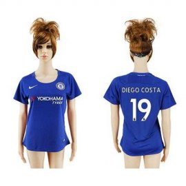 Womens Chelsea #19 Diego Costa Home Soccer Club Jersey
