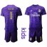 Real Madrid #1 Navas Purple Goalkeeper Kid Soccer Club Jersey