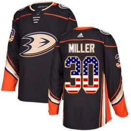 Adidas Anaheim Ducks #30 Ryan Miller Black Home Authentic USA Flag Stitched NHL Jersey