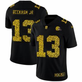 Cleveland Browns #13 Odell Beckham Jr. Mens Nike Leopard Print Fashion Vapor Limited NFL Jersey Black