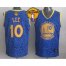 Warriors #10 David Lee Blue Crazy Light The Finals Patch Stitched NBA Jersey