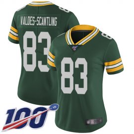 Nike Green Bay Packers #83 Marquez Valdes-Scantling Green Team Color Womens Stitched NFL 100th Season Vapor Limited Jersey