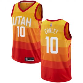 Jazz #10 Mike Conley Orange Basketball Swingman City Edition Jersey