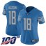 Nike Detroit Lions #18 Geronimo Allison Blue Team Color Womens Stitched NFL 100th Season Vapor Untouchable Limited Jersey
