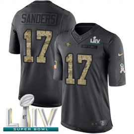 Nike San Francisco 49ers #17 Emmanuel Sanders Black Super Bowl LIV 2020 Youth Stitched NFL Limited 2016 Salute to Service Jersey