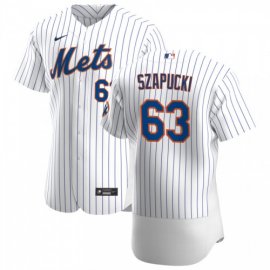 New York Mets #63 Thomas Szapucki Mens Nike White Home 2020 Authentic Player MLB Jersey