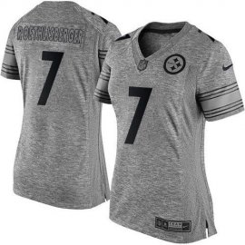 Nike Pittsburgh Steelers #7 Ben Roethlisberger Gray Womens Stitched NFL Limited Gridiron Gray Jersey