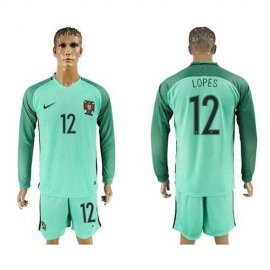 Portugal #12 Lopes Away Long Sleeves Soccer Country Jersey