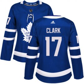 Adidas Toronto Maple Leafs #17 Wendel Clark Blue Home Authentic Womens Stitched NHL Jersey