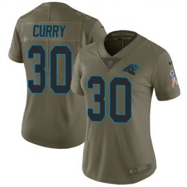 Nike Carolina Panthers #30 Stephen Curry Olive Womens Stitched NFL Limited 2017 Salute to Service Jersey