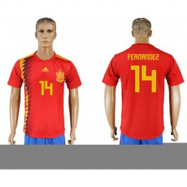 Spain #14 FERNANDEZ Home 2018 FIFA World Cup Soccer Jersey