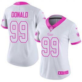 Nike Los Angeles Rams #99 Aaron Donald White/Pink Womens Stitched NFL Limited Rush Fashion Jersey