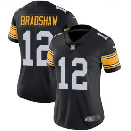 Nike Pittsburgh Steelers #12 Terry Bradshaw Black Alternate Womens Stitched NFL Vapor Untouchable Limited Jersey