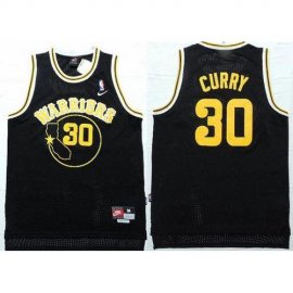 Golden State Warriors #30 Stephen Curry Black Throwback Stitched NBA Jersey