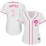 Philadelphia Phillies #3 Bryce Harper White/Pink Fashion Womens Stitched MLB Jersey