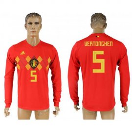 Belgium #5 VERTONGHEN Home 2018 FIFA World Cup Long Sleeve Thailand Soccer Jersey