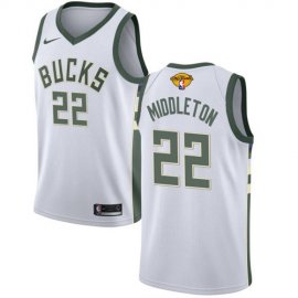 Nike Milwaukee Bucks #22 Khris Middleton Mens 2021 NBA Finals Bound Swingman Association Edition Jersey White Youth