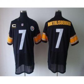 Nike Pittsburgh Steelers #7 Ben Roethlisberger Black Team Color With C Patch Mens Stitched NFL Elite Jersey