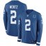 Indianapolis Colts #2 Carson Wentz Royal Blue Team Color Mens Stitched NFL Limited Therma Long Sleeve Jersey