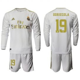 Real Madrid #19 Odriozola White Home Long Sleeves Soccer Club Jersey
