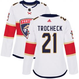 Adidas Florida Panthers #21 Vincent Trocheck White Road Authentic Womens Stitched NHL Jersey