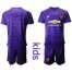 Manchester United Blank Purple Goalkeeper Kid Soccer Club Jersey