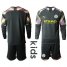 Manchester City Blank Black Goalkeeper Long Sleeves Kid Soccer Club Jersey