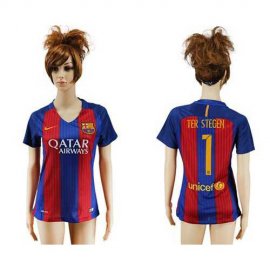 Womens Barcelona #1 Ter Stegen Home Soccer Club Jersey