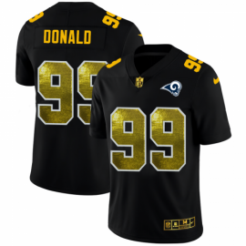 Los Angeles Rams #99 Aaron Donald Mens Black Nike Golden Sequin Vapor Limited NFL Jersey