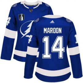 Adidas Tampa Bay Lightning #14 Pat Maroon Blue Womens 2022 Stanley Cup Final Patch Home Authentic Stitched NHL Jersey Womens