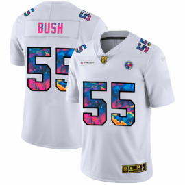 Pittsburgh Steelers #55 Devin Bush Mens White Nike Multi-Color 2020 NFL Crucial Catch Limited NFL Jersey