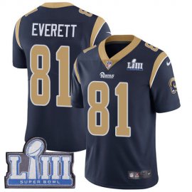 Nike Los Angeles Rams #81 Gerald Everett Navy Blue Team Color Super Bowl LIII Bound Youth Stitched NFL Vapor Untouchable Limited Jersey