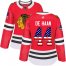Adidas Chicago Blackhawks #44 Calvin De Haan Red Home Authentic USA Flag Womens Stitched NHL Jersey