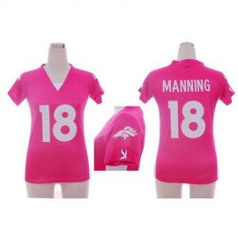 Nike Denver Broncos #18 Peyton Manning Pink Draft Him Name & Number Top Womens Stitched NFL Elite Jersey