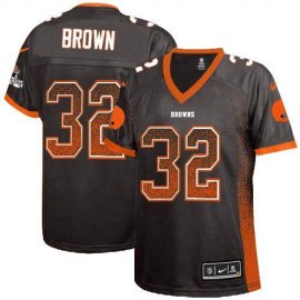 Nike Cleveland Browns #32 Jim Brown Brown Team Color Womens Stitched NFL Elite Drift Fashion Jersey