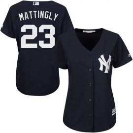 New York Yankees #23 Don Mattingly Navy Blue Alternate Womens Stitched MLB Jersey