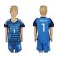 Spain #1 Casillas Blue Goalkeeper Kid Soccer Country Jersey