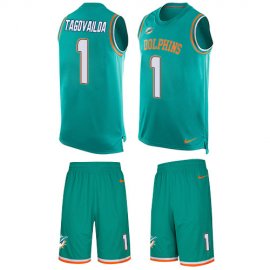 Nike Miami Dolphins #1 Tua Tagovailoa Aqua Green Team Color Mens Stitched NFL Limited Tank Top Suit Jersey